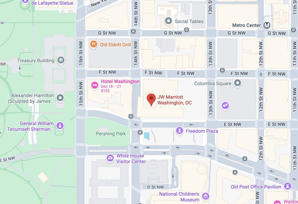 Map to The JW Marriott Washington, DC